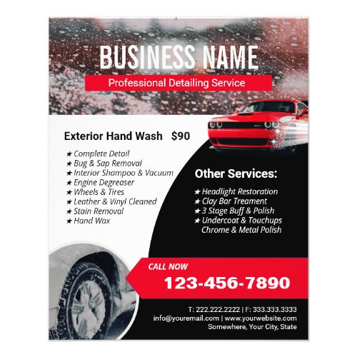 Auto Detailing Car Wash Professional Cleaning Flyer