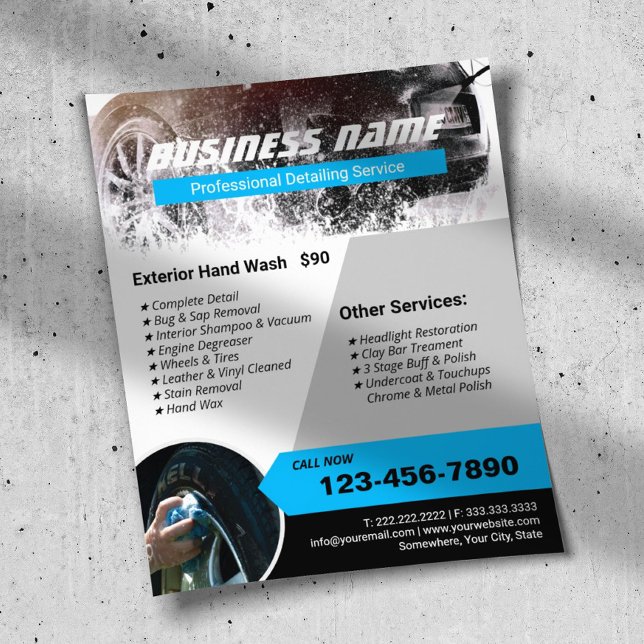 Auto Detailing Car Wash Professional Cleaning Flyer (Creator Uploaded)