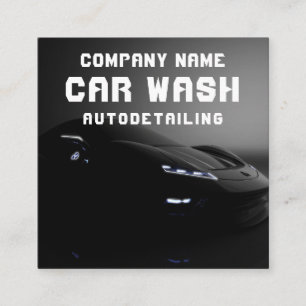 Auto Detailing Car Wash QR Code Square Business Card