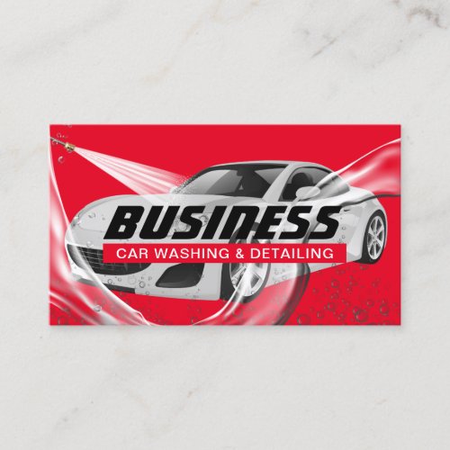Auto Detailing  Car WashRed Automotive Business Card