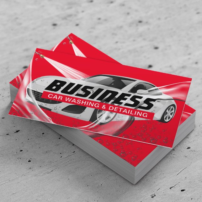 Auto Detailing & Car WashRed Automotive Business Card (Creator Uploaded)