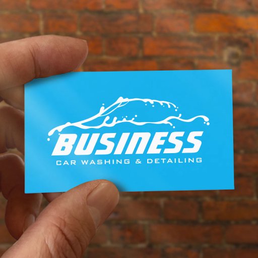 Customizable Auto Detailing Car Water Outline Blue Automotive Business Card
