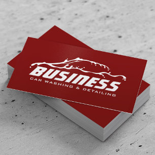 Auto Detailing Car Water Outline Red Automotive Business Card