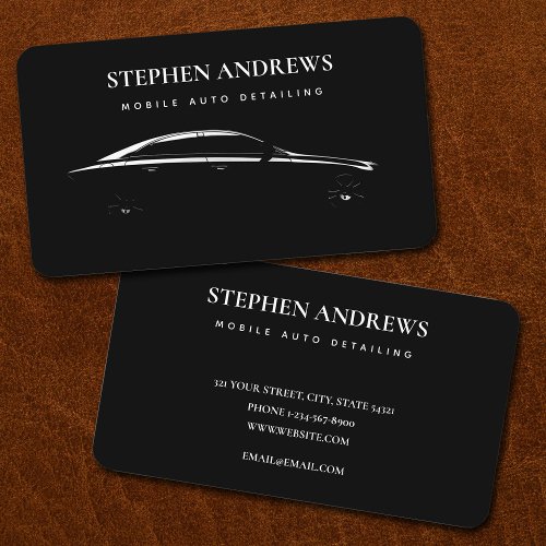 Auto Detailing Cleaning Auto Repair Black Business Card