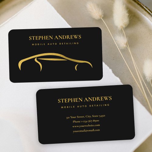 Auto Detailing Cleaning Auto Repair Black Gold Business Card