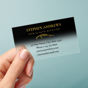 Auto Detailing Cleaning Auto Repair Black Gold Clear Business Cards