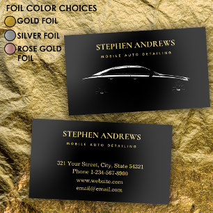 Auto Detailing Cleaning Auto Repair Black Gold Foil Business Cards