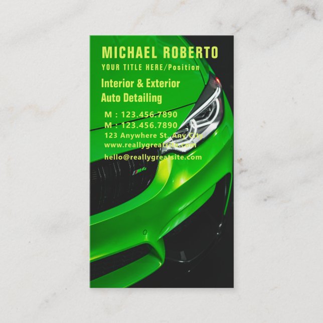 Auto Detailing Cleaning Auto Repair Business Card (Front)