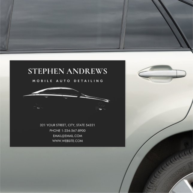 Auto Detailing Cleaning Auto Repair Business Logo  Car Magnet (In Situ)