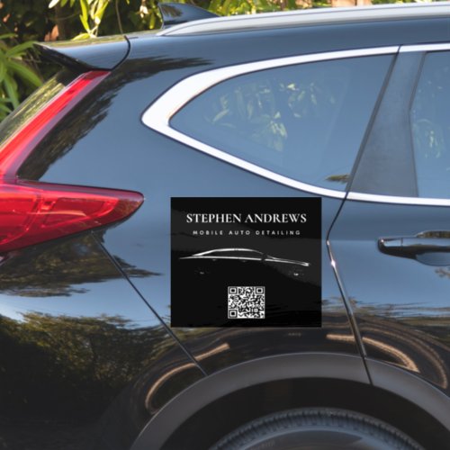 Auto Detailing Cleaning Auto Repair Logo QR Code  Sticker