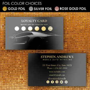 Auto Detailing Cleaning Auto Repair Loyalty Gold Foil Business Cards