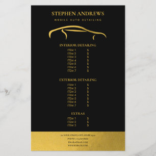 Auto Detailing Cleaning Auto Repair Price List Flyer