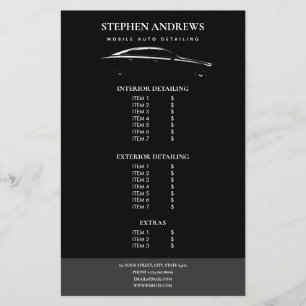 Auto Detailing Cleaning Auto Repair Price List Flyer