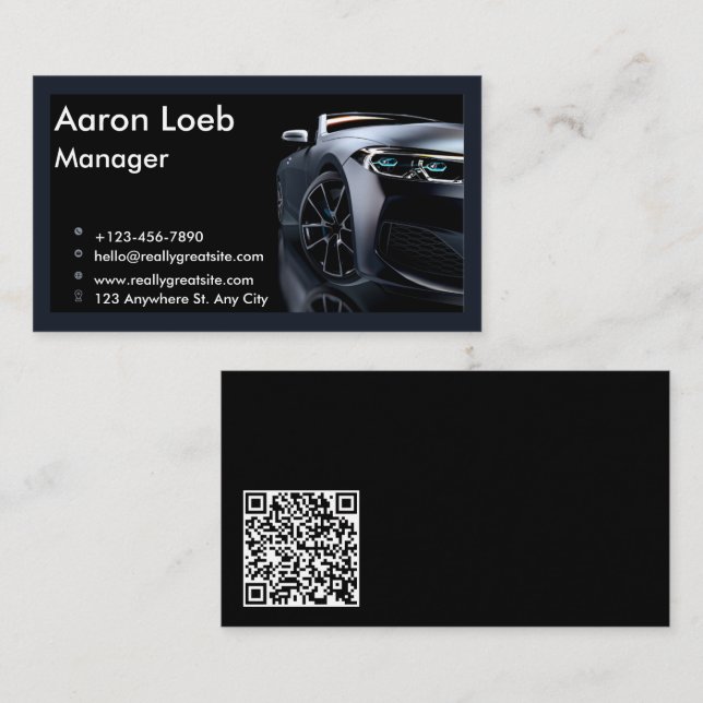 Auto Detailing Cleaning Auto Repair QR Code  Business Card (Front/Back)