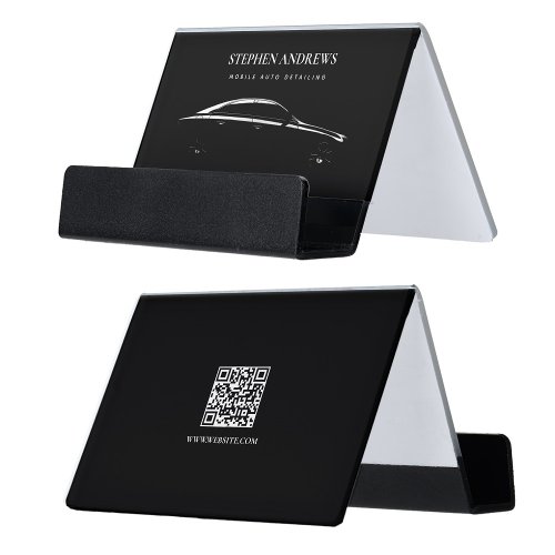 Auto Detailing Cleaning Auto Repair QR Code  Desk Business Card Holder