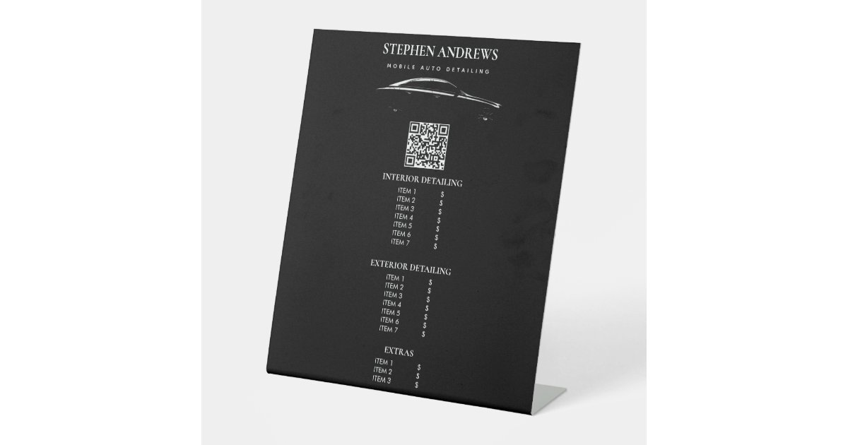 Auto Detailing Cleaning Auto Repair QR Code Pedestal Sign | Zazzle