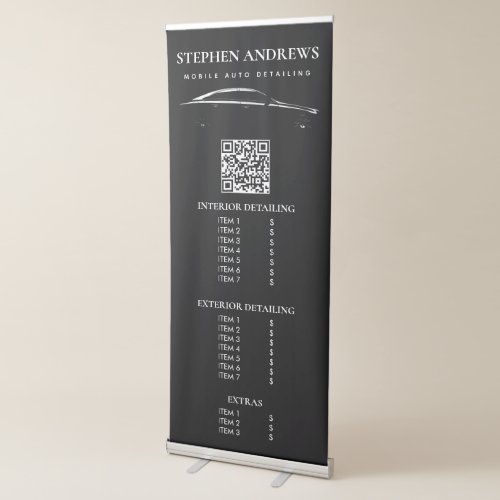 Auto Detailing Cleaning Auto Repair QR Code Retractable Banner