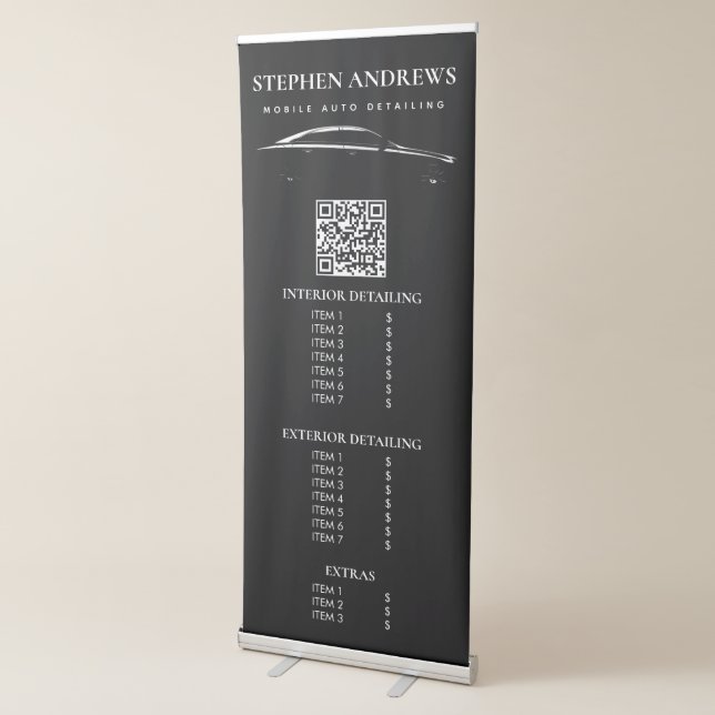 Auto Detailing Cleaning Auto Repair QR Code Retractable Banner (3/4)