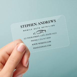 Auto Detailing Cleaning Auto Repair Transparent Clear Business Cards