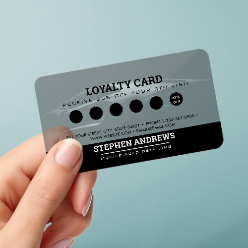 Auto Detailing Cleaning Car Repair Loyalty Card Clear Business Cards