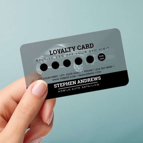 Auto Detailing Cleaning Car Repair Loyalty Card Clear Business Cards