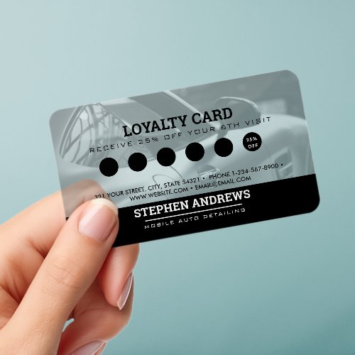 Auto Detailing Cleaning Car Repair Loyalty Card Clear Business Cards