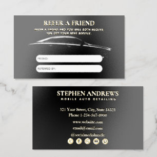 Auto Detailing Cleaning Repair Referral Card Gold