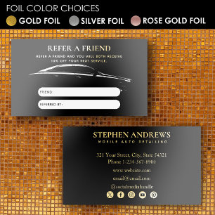 Auto Detailing Cleaning Repair Referral Card Gold
