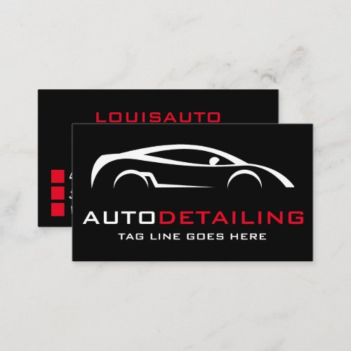 Auto Detailing Modern Black Car Cleaning  Business Card