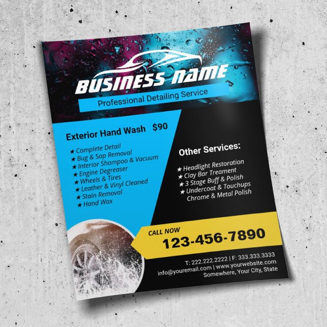 Auto Detailing Modern Car Wash Cleaning Flyer (Creator Uploaded)