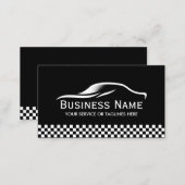 Auto Detailing Modern Checkered Stripe Automotive Business Card (Front/Back)