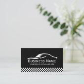 Auto Detailing Modern Checkered Stripe Automotive Business Card (Standing Front)