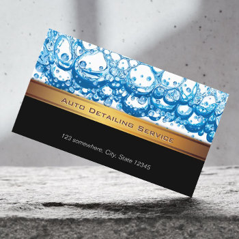 Auto Detailing Modern Gold Stripe Water Bubbles Business Card by cardfactory at Zazzle