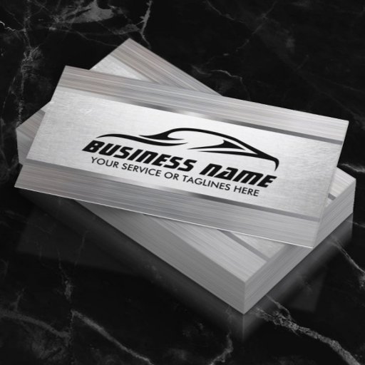 Customizable Auto Detailing Modern Metal Texture Automotive Business Card
