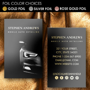 Auto Detailing Motor Vehicles Repair Fold Foil Business Cards