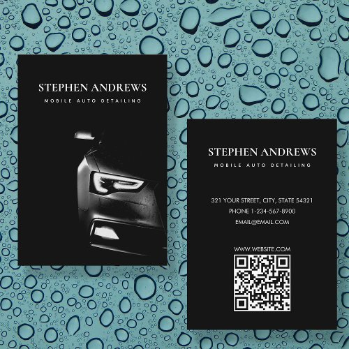 Auto Detailing Motor Vehicles Repair QR Code  Business Card