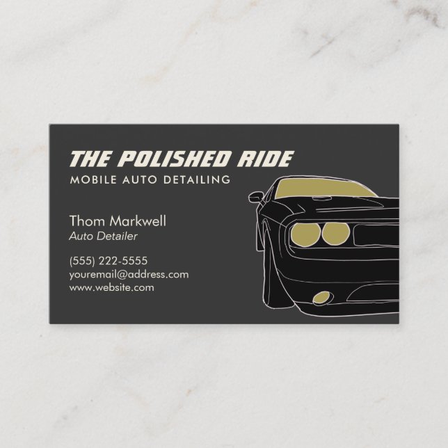 Auto Detailing, Muscle Car Auto Repair   Bus Business Card (Front)