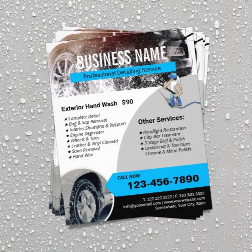Auto Detailing Power Washer Professional Cleaning Flyer