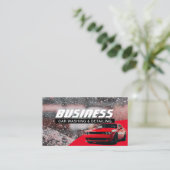 Auto Detailing Professional Car Wash Red Cleaning  Business Card (Standing Front)