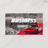 Auto Detailing Professional Car Wash Red Cleaning  Business Card (Front)