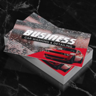 Auto Detailing Professional Car Wash Red Cleaning  Business Card