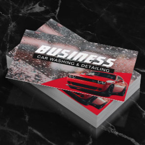 Auto Detailing Professional Car Wash Red Cleaning  Business Card
