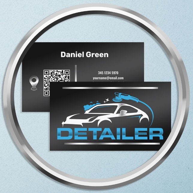 Auto Detailing QR Google Maps Business Card (Auto Detailing Google Maps Business Cards)