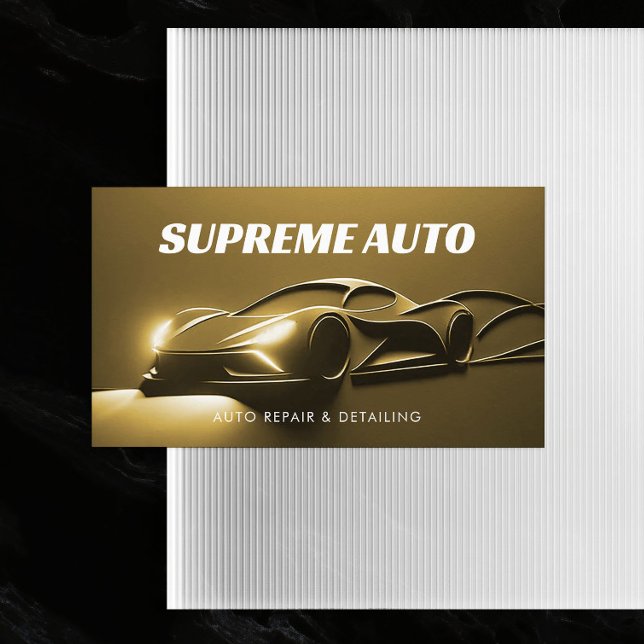 Auto Detailing, Repair, Car Shop 3D Gold Modern Business Card (Creator Uploaded)