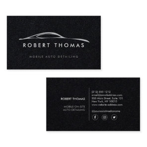 Auto Detailing, Repair on Black Paper Business Card