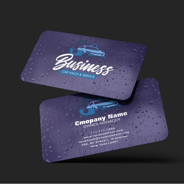 Auto Detailing Services Car Wash Water Drop Business Card (Creator Uploaded)
