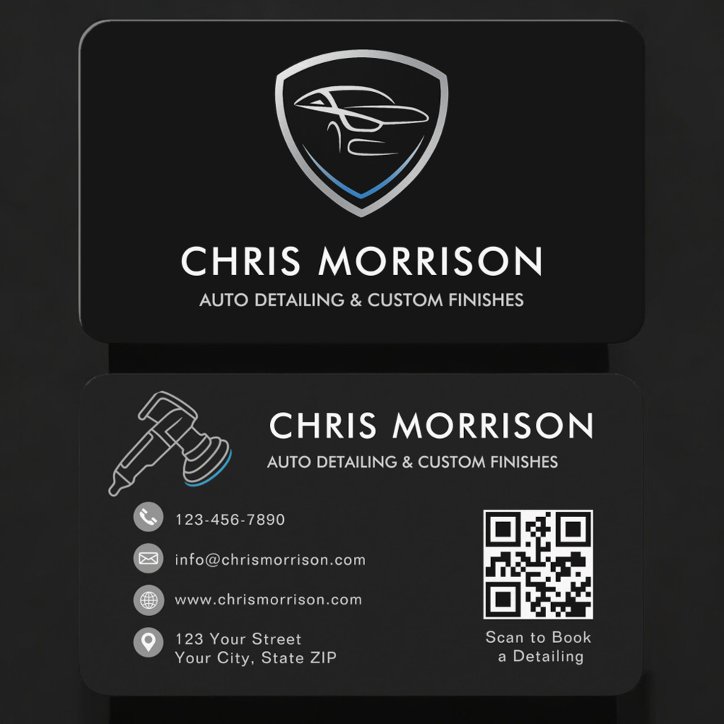 Auto Detailing Services Logo QR Code Business Card