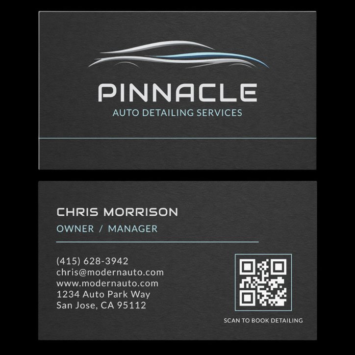 Auto Detailing Services QR Code Professional Business Card