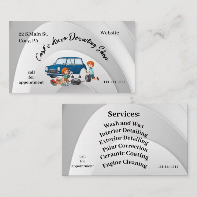 Auto Detailing Shop 3.5" x 2.0" Business Card (Front/Back)
