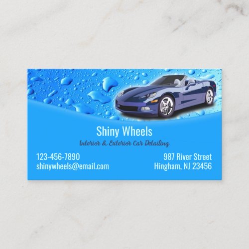 Auto Detailing with Water Drops Business Card